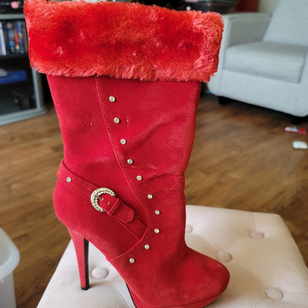 Red Platform Heel Boots